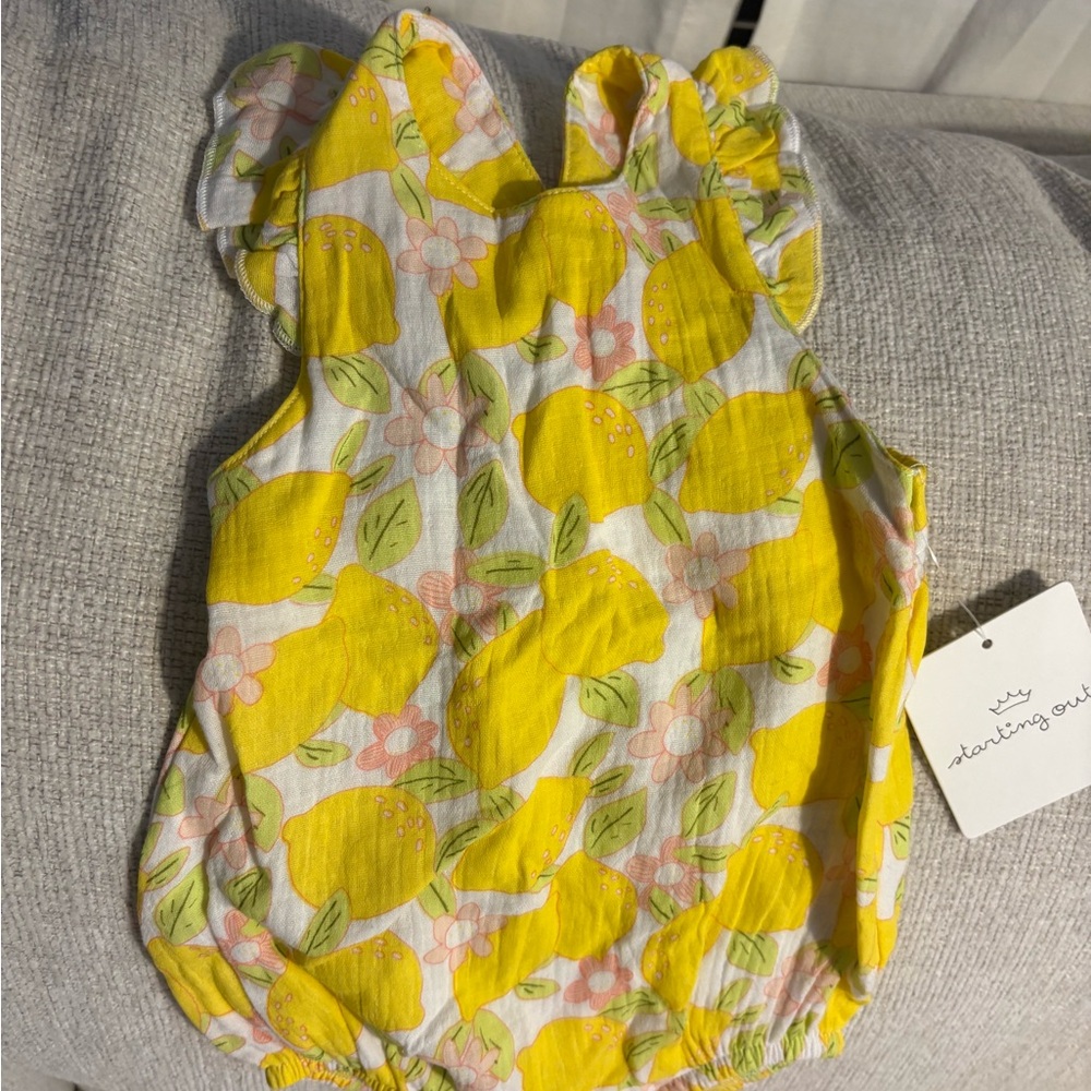 NWT Starting Out Lemon Print Baby Romper